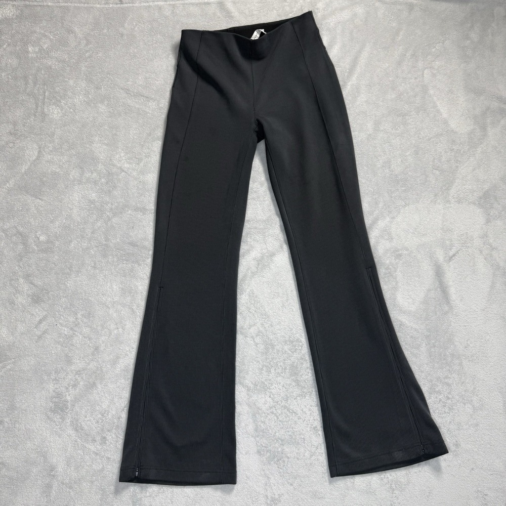 Lululemon Brushed Softstreme Ribbed Zip Flare Pant 32.5" Women's Size 8 Black